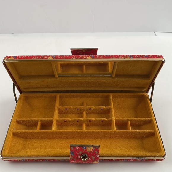 Jewelry Organizer Travel Case 1970’S Retro Red Floral - Picture 9 of 16